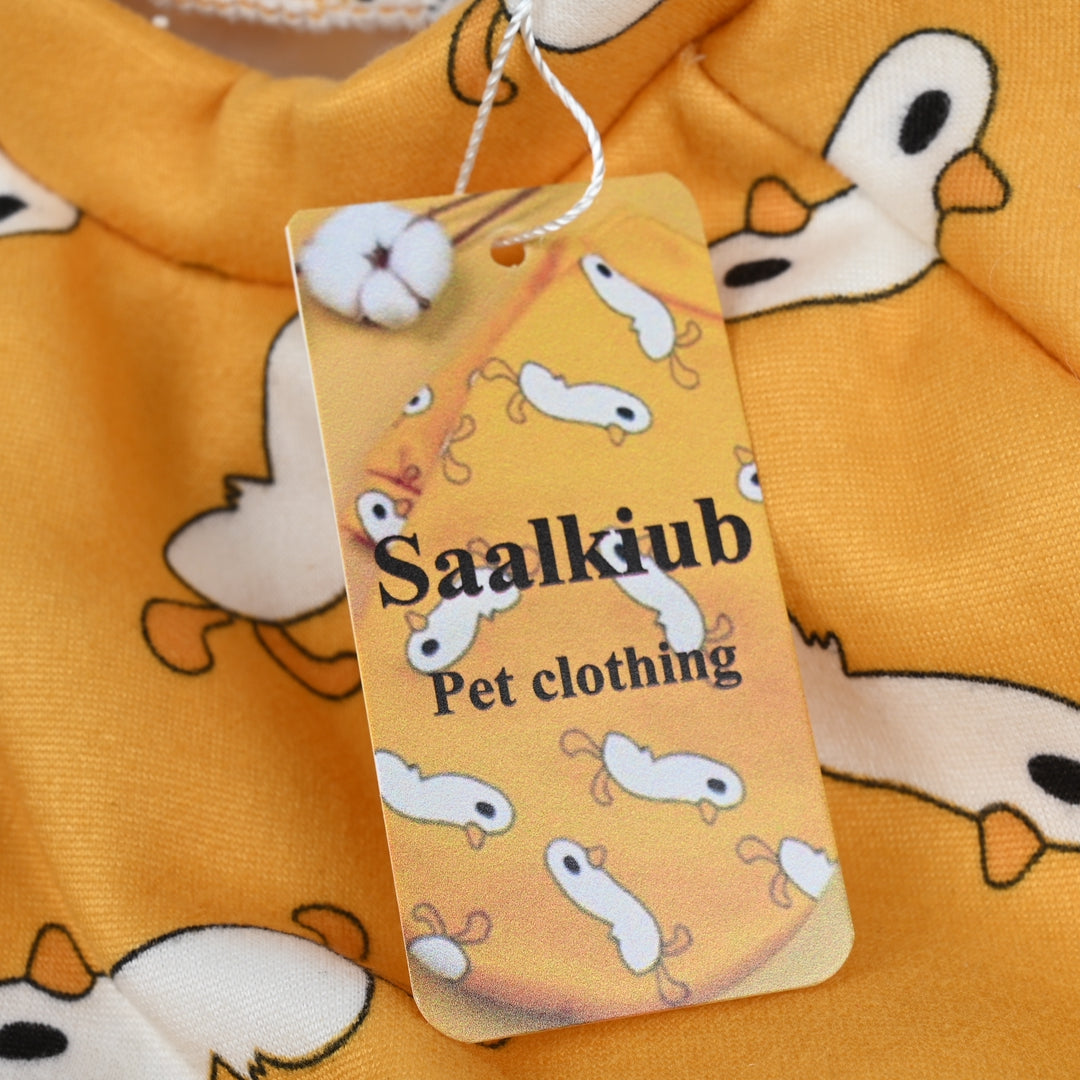 Saalkiub Cute Cartoon Pet Clothing Yellow Dog Cat Apparel Casual Comfortable Small Medium Pet Clothes Fashion Animal Wear