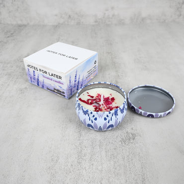 NOTES FOR LATER Violet King Scented Soy Candle with Dried Petals Aromatherapy Candle for Home, Gifting & Air Purification