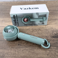 Vazkem Portable Electric Fan Cute Mini Handheld Fan Green Cooling USB Rechargeable for Travel Office Outdoor