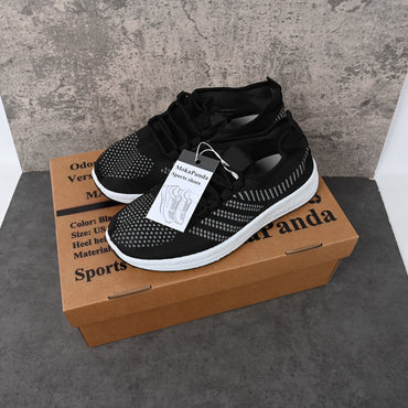 MokaPanda Black Breathable Sports Shoes Soft Sole Lightweight for Casual Walking and Gym