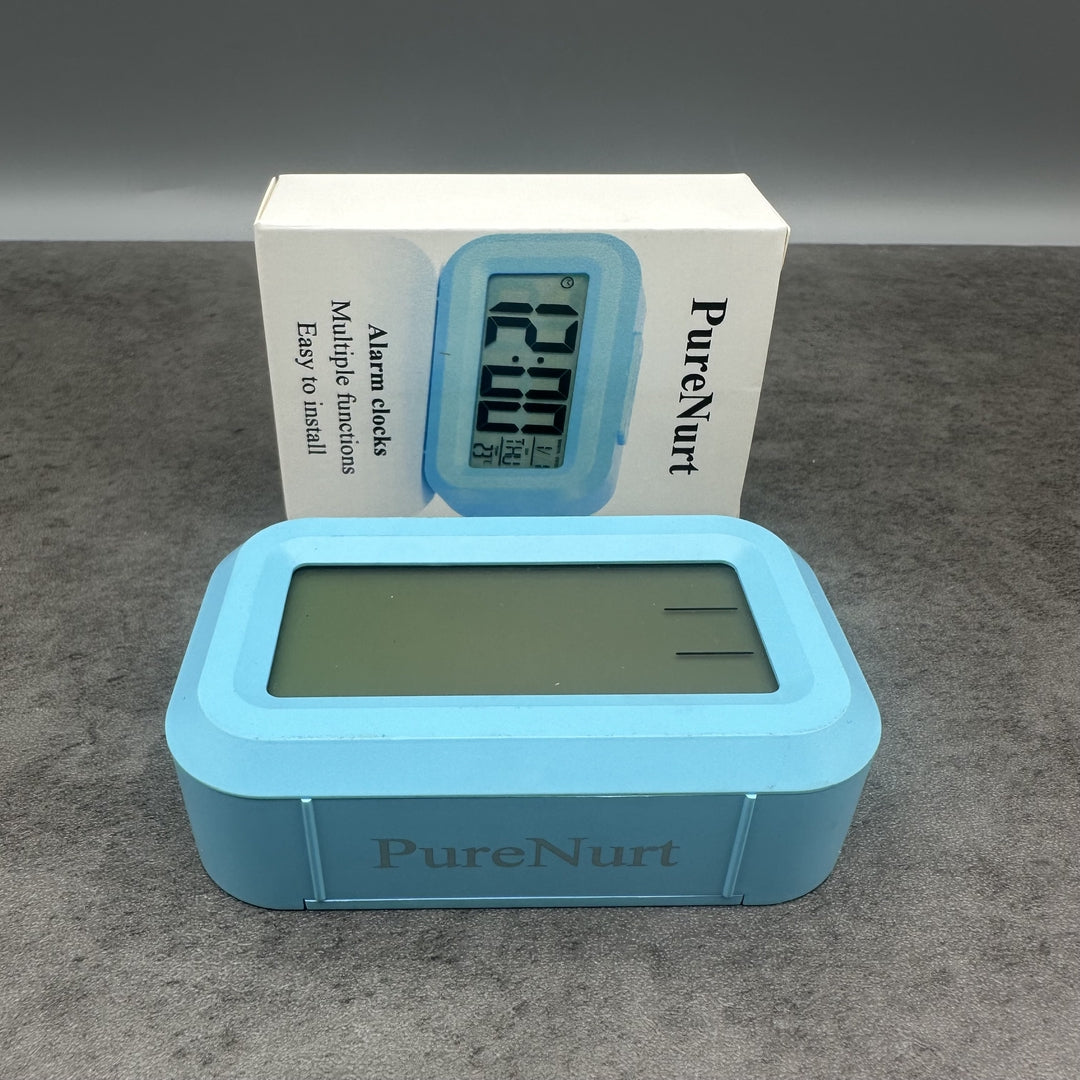 PureNurt Digital Alarm Clocks Modern Electronic Time Display With LED Screen Battery Powered Bedside Clock