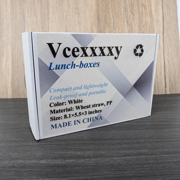 Vcexxxxy Eco-Friendly Wheat Straw Lunch Box Nordic White Leak-Proof Container for On-the-Go Meals