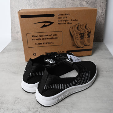 "D" Design Men's Black Breathable Sports Shoes Soft Sole Lightweight Casual Sneakers for Daily Wear