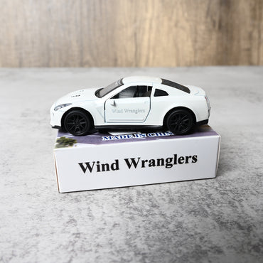 Wind Wranglers 1:42 Scale GTR Alloy Car Model White Pull-Back Toy Vehicle with Realistic Detailing for Kids & Collectors