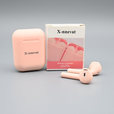 X-nnevat i12 Bluetooth Earbuds - Stylish Pink Wireless Earbuds with Long Battery Life and Impressive Range