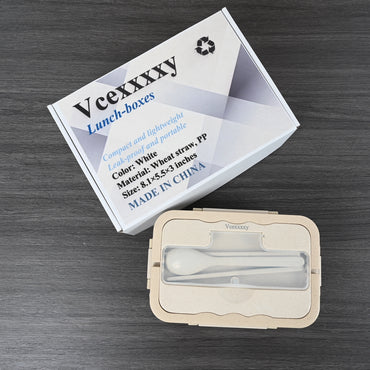 Vcexxxxy Eco-Friendly Wheat Straw Lunch Box Nordic White Leak-Proof Container for On-the-Go Meals