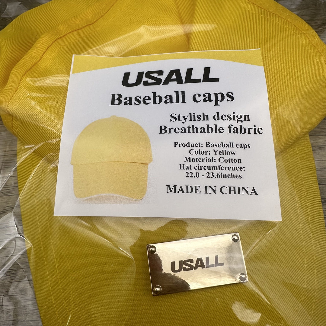 USALL Yellow Baseball Cap for Men and Women - Unisex Adjustable Sport Hat with Sun Protection