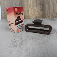 Afzcihy Deep Brown Square Hair Claw Clip Large Grip Hair Clip for Women, Secure & Stylish Updo Holder