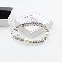 ALTHARA Phone Chain Wrist Strap - Elegant White Pearl Diamond Bracelet Decorative Charms