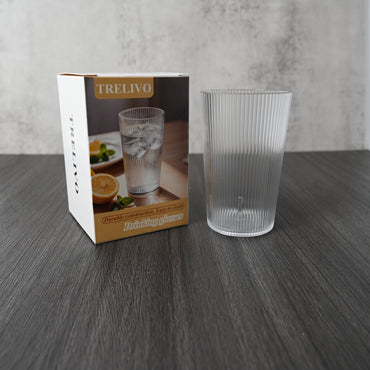 TRELIVO Drinking Glasses Clear Drinking Cups Durable Easy Clean Stackable for Everyday Beverage Use
