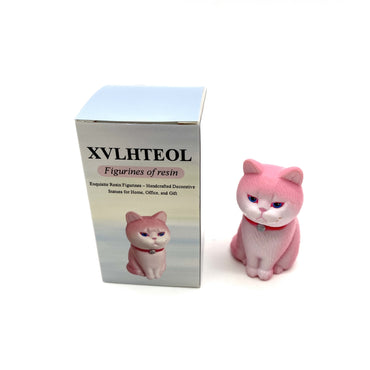 XVLHTEOL Figurines of resin Pink Cat Shaped Resin Figurines Small 5x5x3cm Desktop Decor Animal Statue Craft Gift