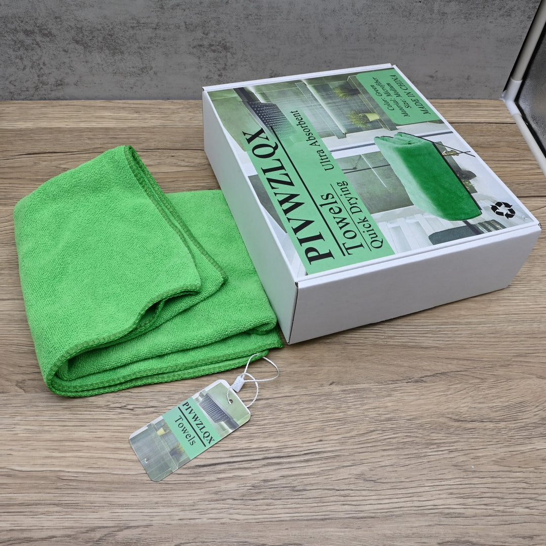 PIVWZLQX Premium Soft Green Microfiber Towels - Quick-Dry Absorbent Towels for Gym, Beach & Home