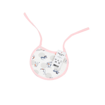 RAIN LOTUS Baby Bib Pink and White