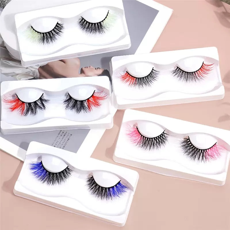 ABTOOB Colored Lashes Wispy Fluffy 3D Mink Lash Natural Long Faux Mink Eyelashes