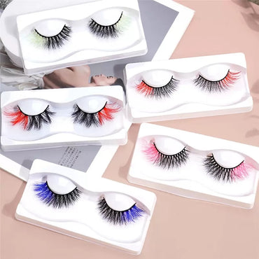 ABTOOB Colored Lashes Wispy Fluffy 3D Mink Lash Natural Long Faux Mink Eyelashes