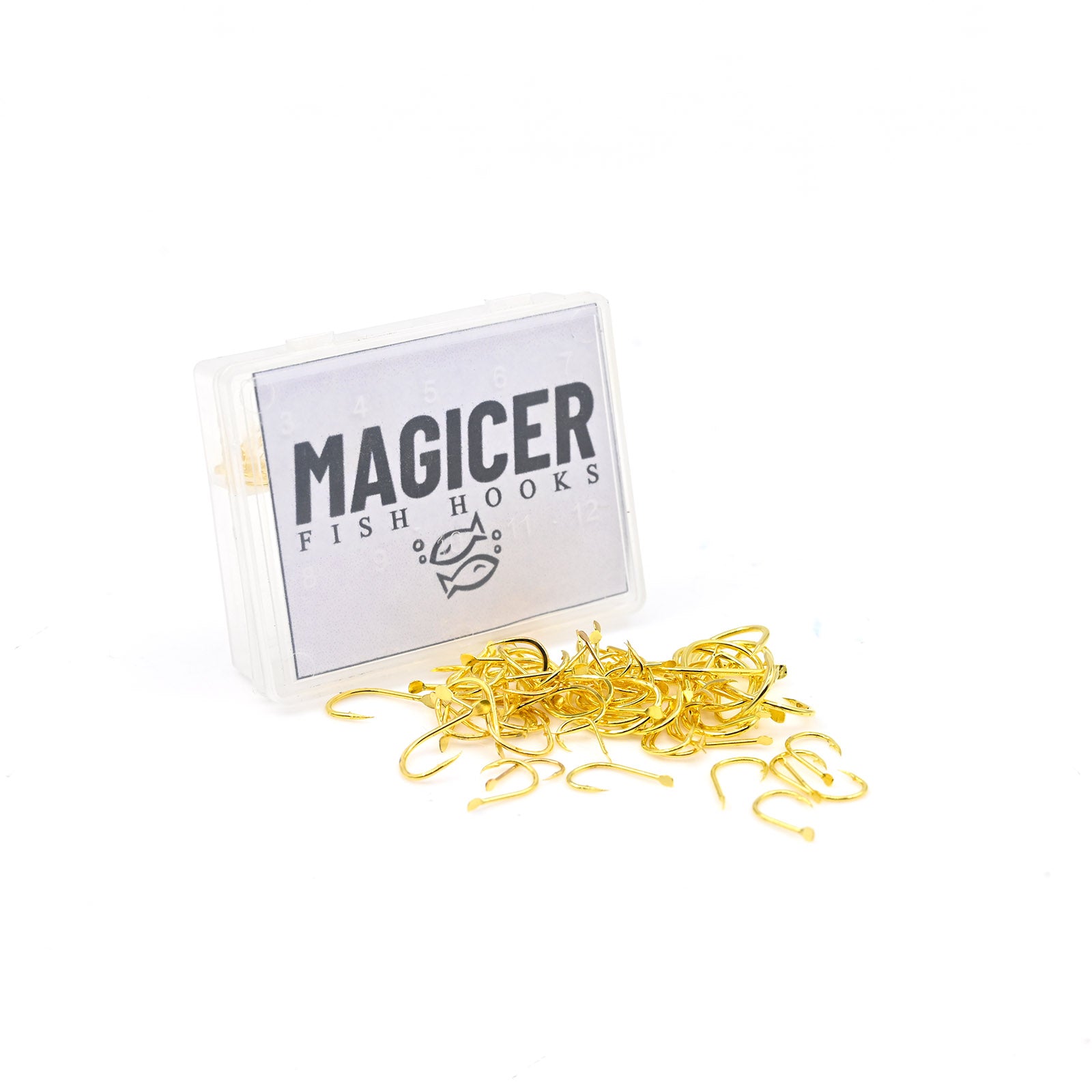 MAGICER Fish Hooks Portable Plastic Box Gold