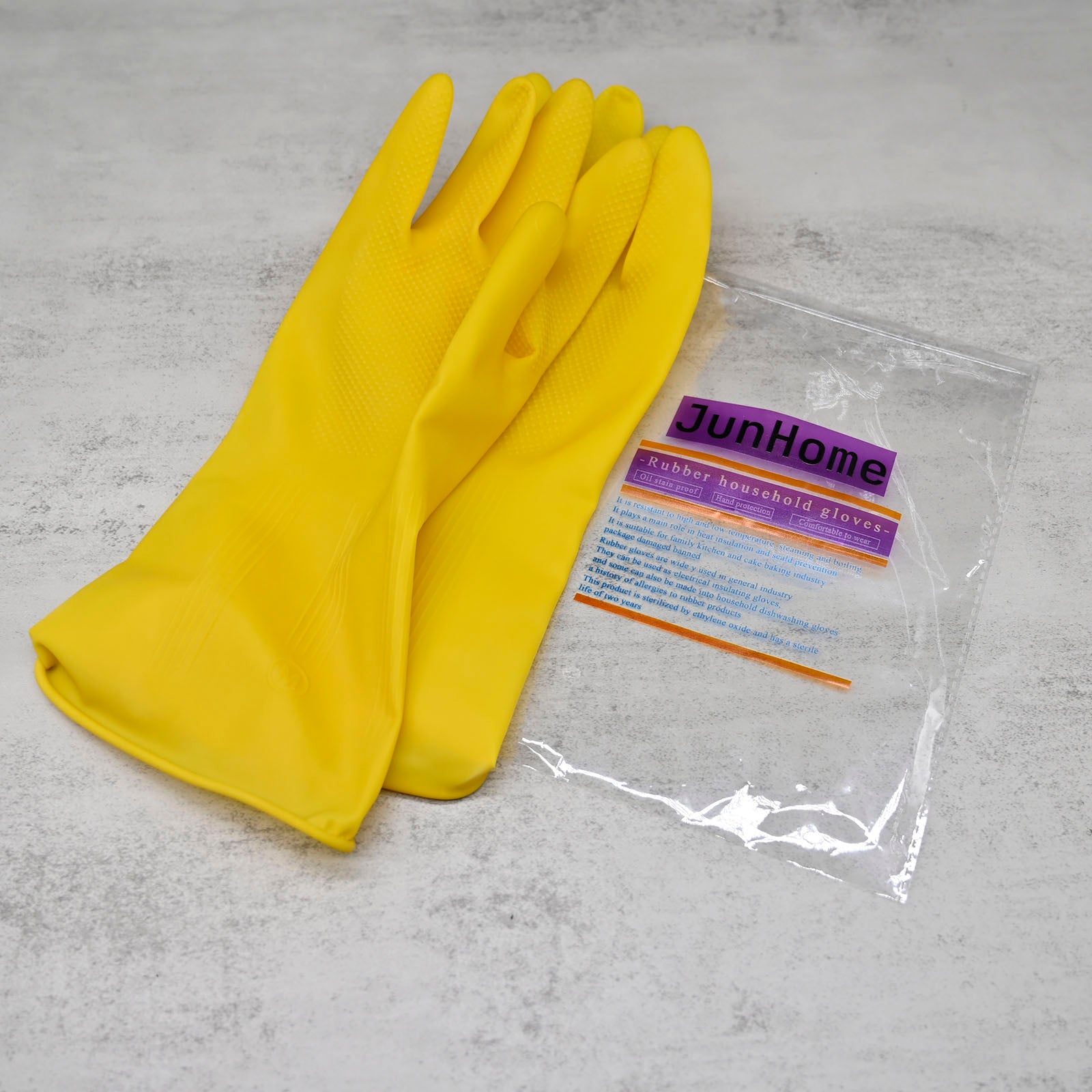 JunHome Rubber Household Gloves Cleaning Gloves in Yellow