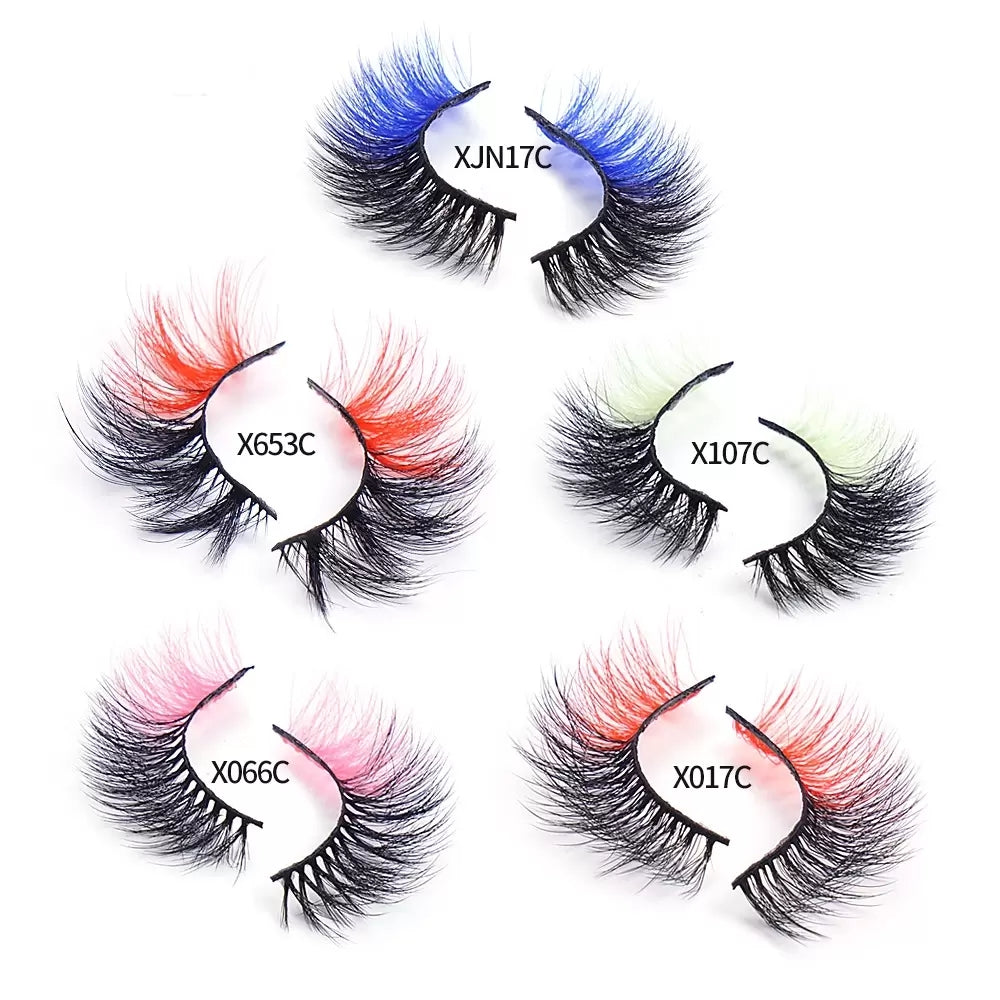 ABTOOB Colored Lashes Wispy Fluffy 3D Mink Lash Natural Long Faux Mink Eyelashes