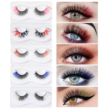 ABTOOB Colored Lashes Wispy Fluffy 3D Mink Lash Natural Long Faux Mink Eyelashes